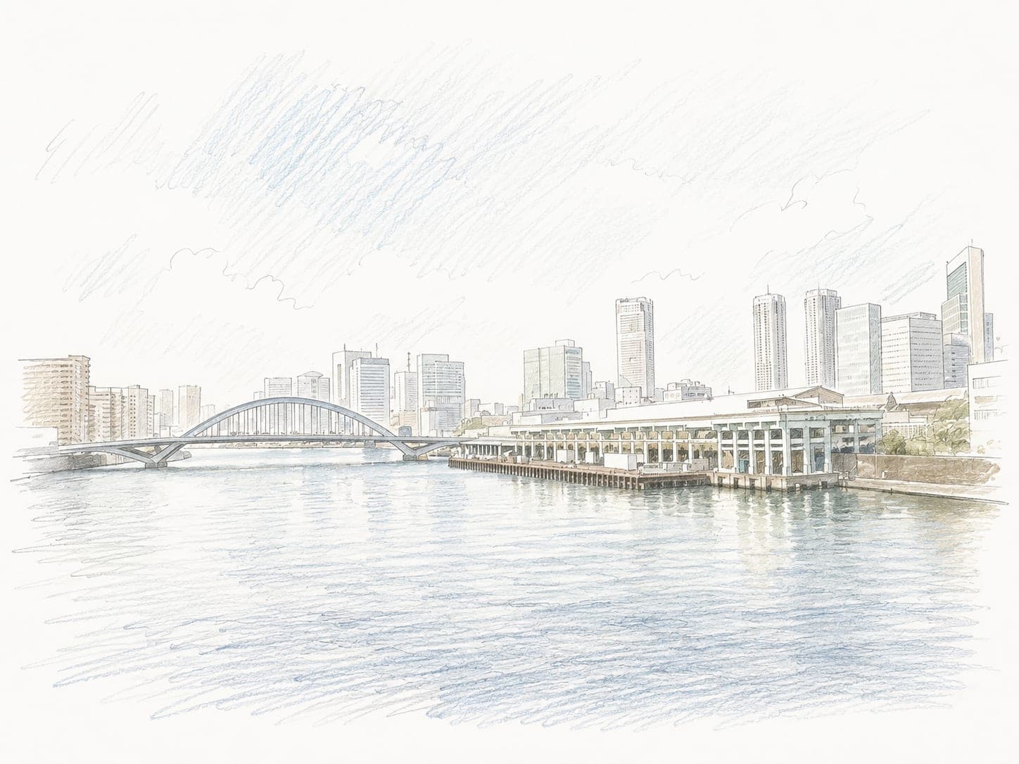 Chūō-ku — hand-drawn neighbourhood sketch